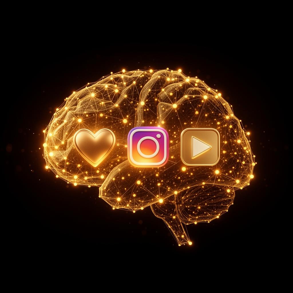 Cerebro conectado al algoritmo de Instagram