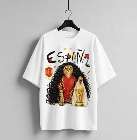 Camiseta de España con diseño de gato de Máscara de Látex