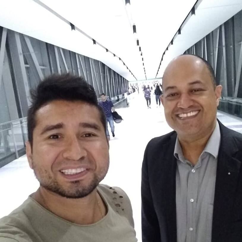 Airport walkway selfie