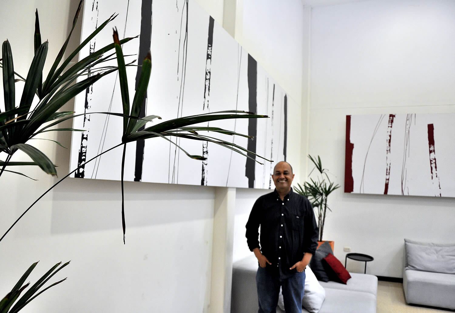 Modern art gallery portrait